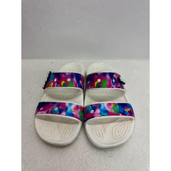 Crocs Multicolor Tie Dye Slide Sandals Colorful‎ Pattern Unisex Size M4 W6 - Picture 1 of 6